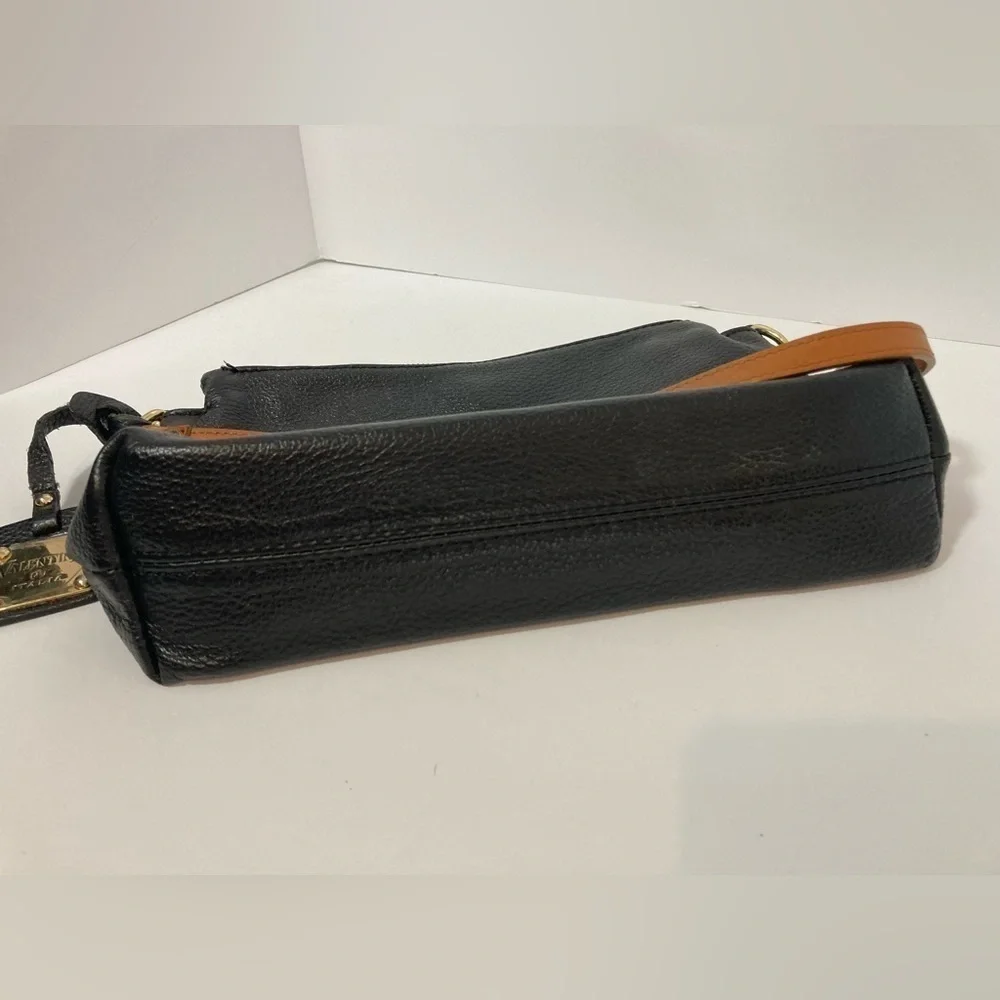 Valentina Italia genuine leather made in Italy black pebble textured bag purse
